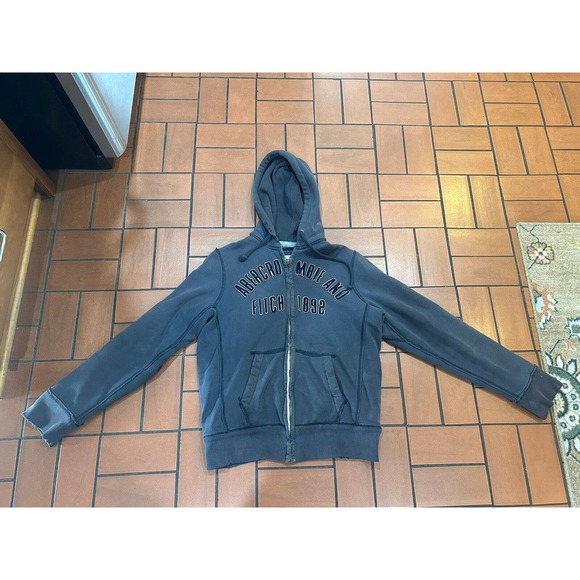 Abercrombie And Fitch 1892 Full Zip Distressed Hoodie Y2K Men’s Small - Picture 1 of 12